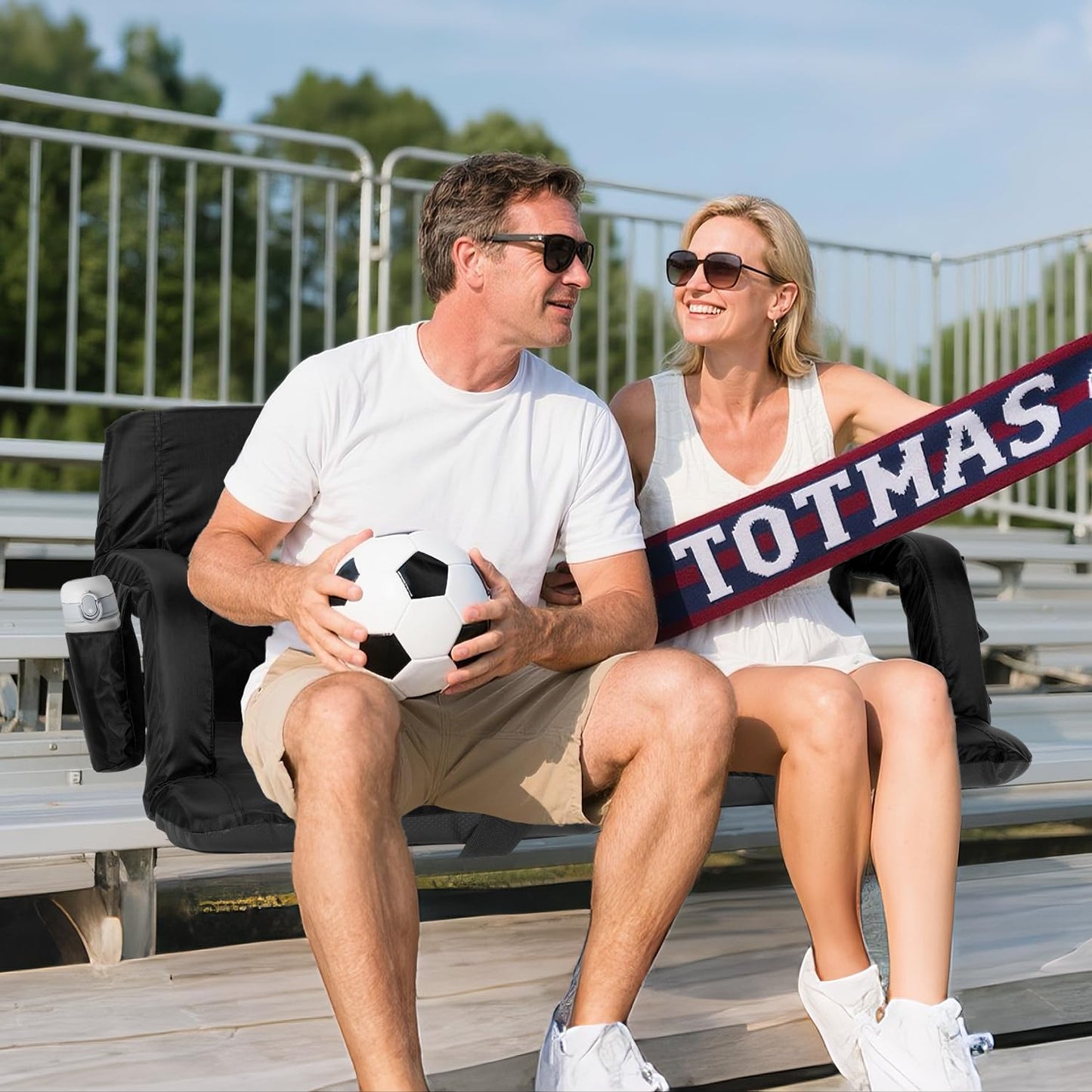 Sportneer Heated Stadium Seats for Bleachers: 3 Heated Modes 6 Reclining Positions Stadium Seats with Back Support for Sport Events Camping Parks Concerts
