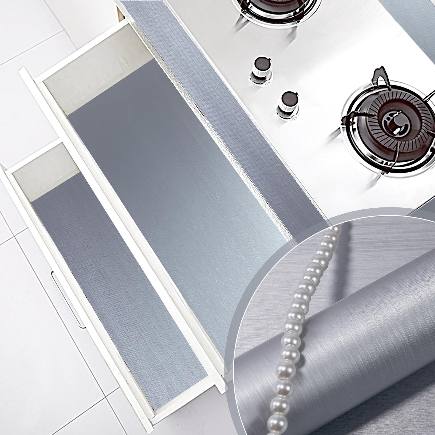 wishFIRE Silver Peel and Stick Wallpaper 15.7"×118" Metallic Textured Contact Paper Modern Waterproof Wall Paper Removable Self Adhesive Vinyl DIY Decor Wallpaper for Bedroom Kitchen Cabinets Fridge