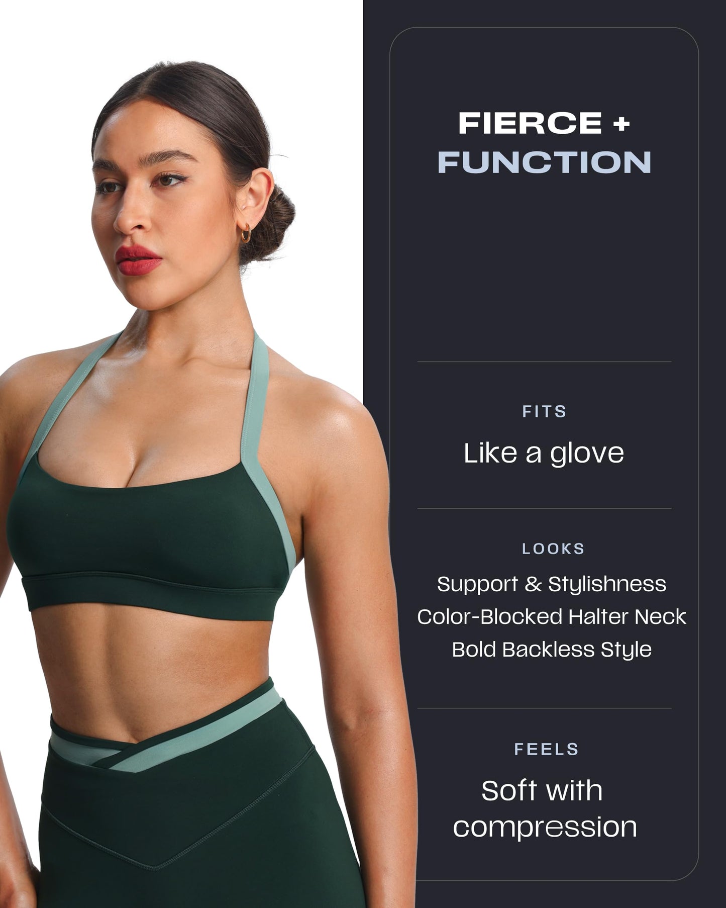 Aoxjox Women's Color Block Halter Workout Sports Bras Fitness Athletic Vanessa Bra Yoga Crop Tank (Forest Green/Sage Green, Small)