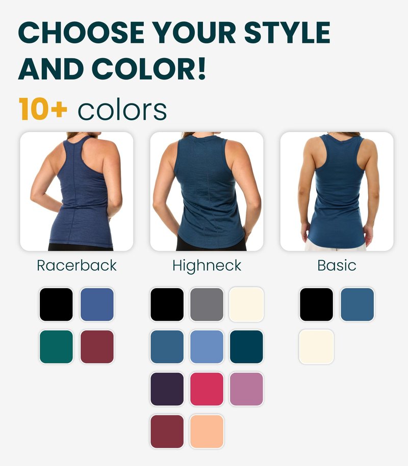 Merino Wool Tank Top Women - Active Merino Wool Undershirt Moisture Wicking Breathable Anti-Odor Lightweight Base Layer (Medium, Off White Highneck)