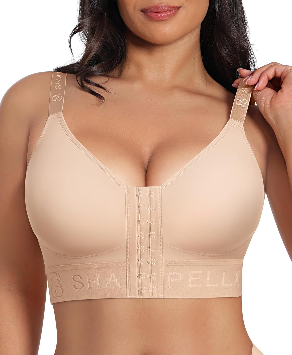 SHAPELLX Post Surgery Bras - Front Closure Wireless Mastectomy Bra with Adjustable Straps - Comfortable Fit