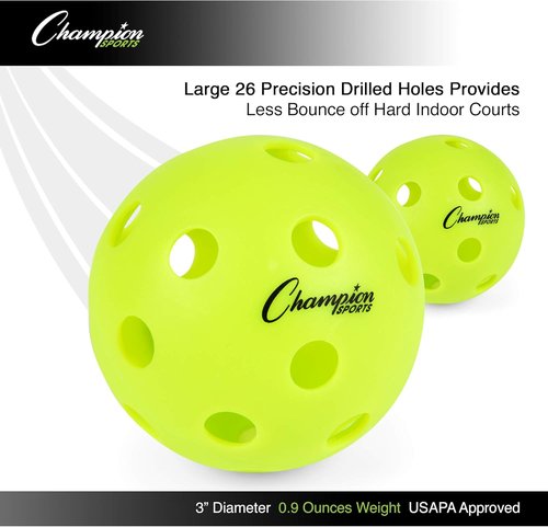 Champion Sports Roto Molded Pickleball Ball Set - Durable Outdoor Balls for All Skill Levels