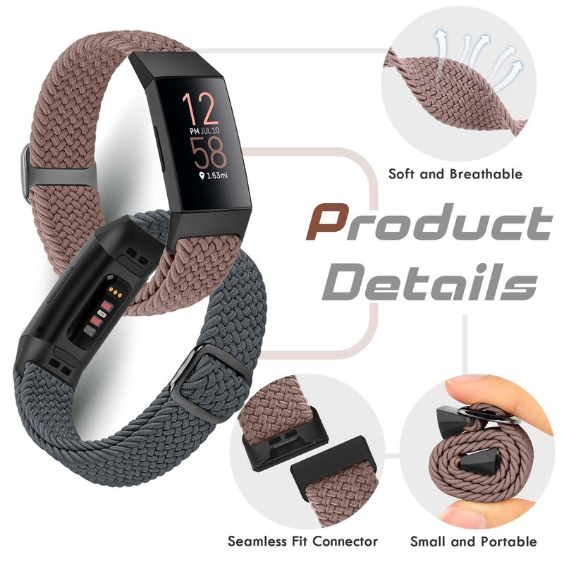 Acortjl Braided Band Compatible with Fitbit Charge 4/Charge 3 Bands for Women Men, Adjustable Elastic Sport Soft Nylon Replacement Wristband for Fitbit Charge 4/Charge 3/SE, 3PCS