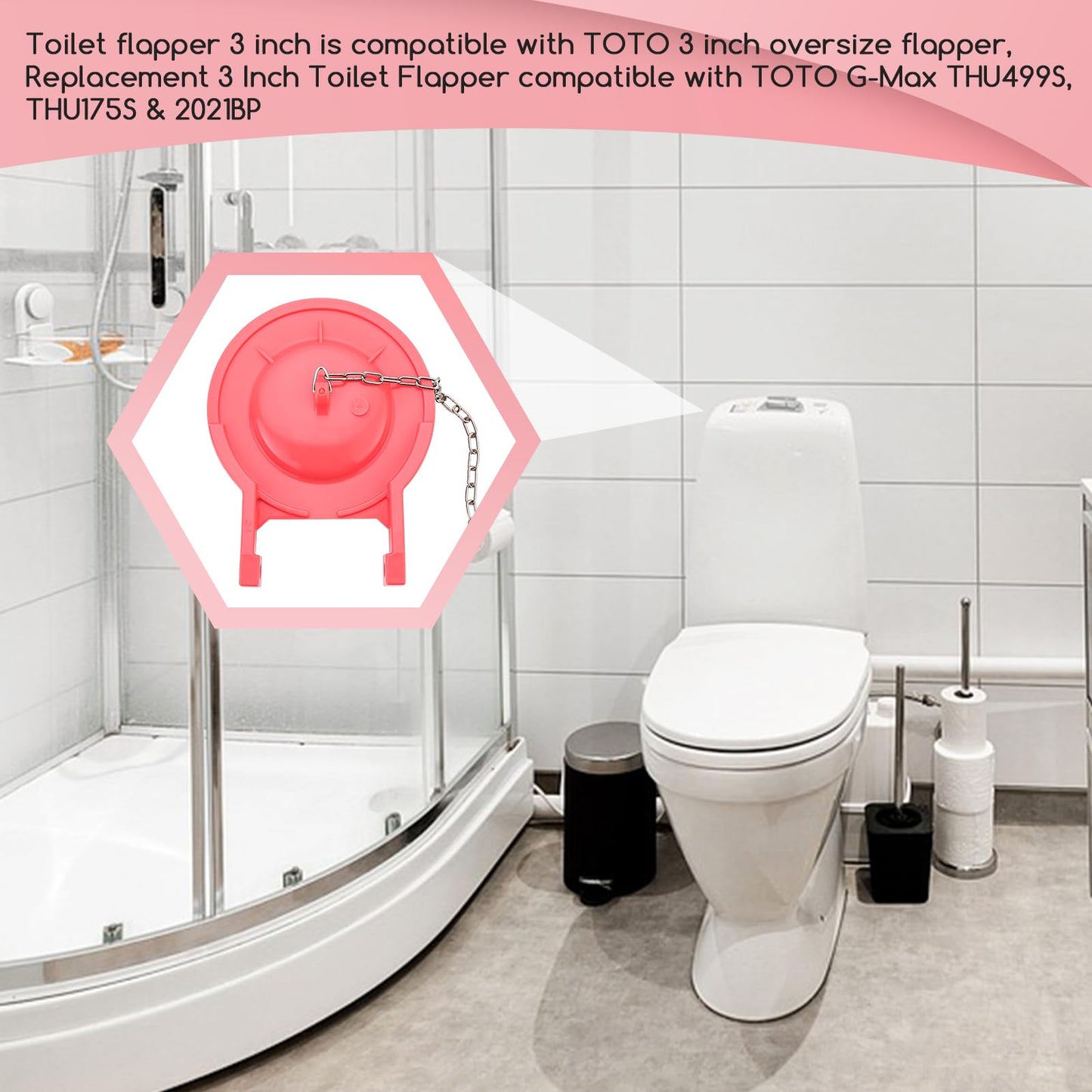 3-Inch Toilet Flapper Replacement for TOTO Toilet Tank Plug Flapper, Compatible with TOTO Flapper Model G-Max, THU138S, THU175S and THU331S, Easy to Install