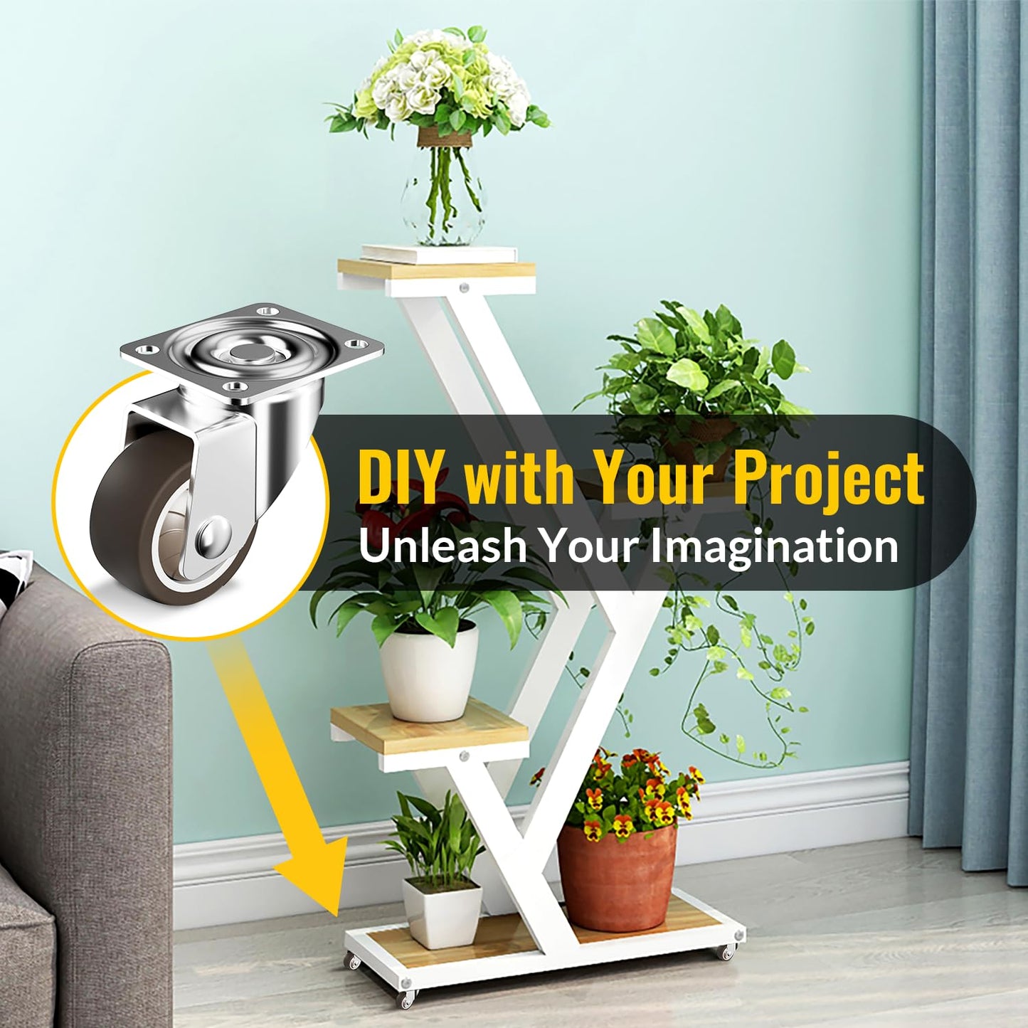 HOLKIE Caster Wheels 1.5 inch, Heavy Duty Furniture Casters Set of 4, Rubber Castors No Noise, Ball Bearing Swive Castor Wheels for Furniture Holding 200 LBS,Made for Desk,Night Stand,Shoe Rack