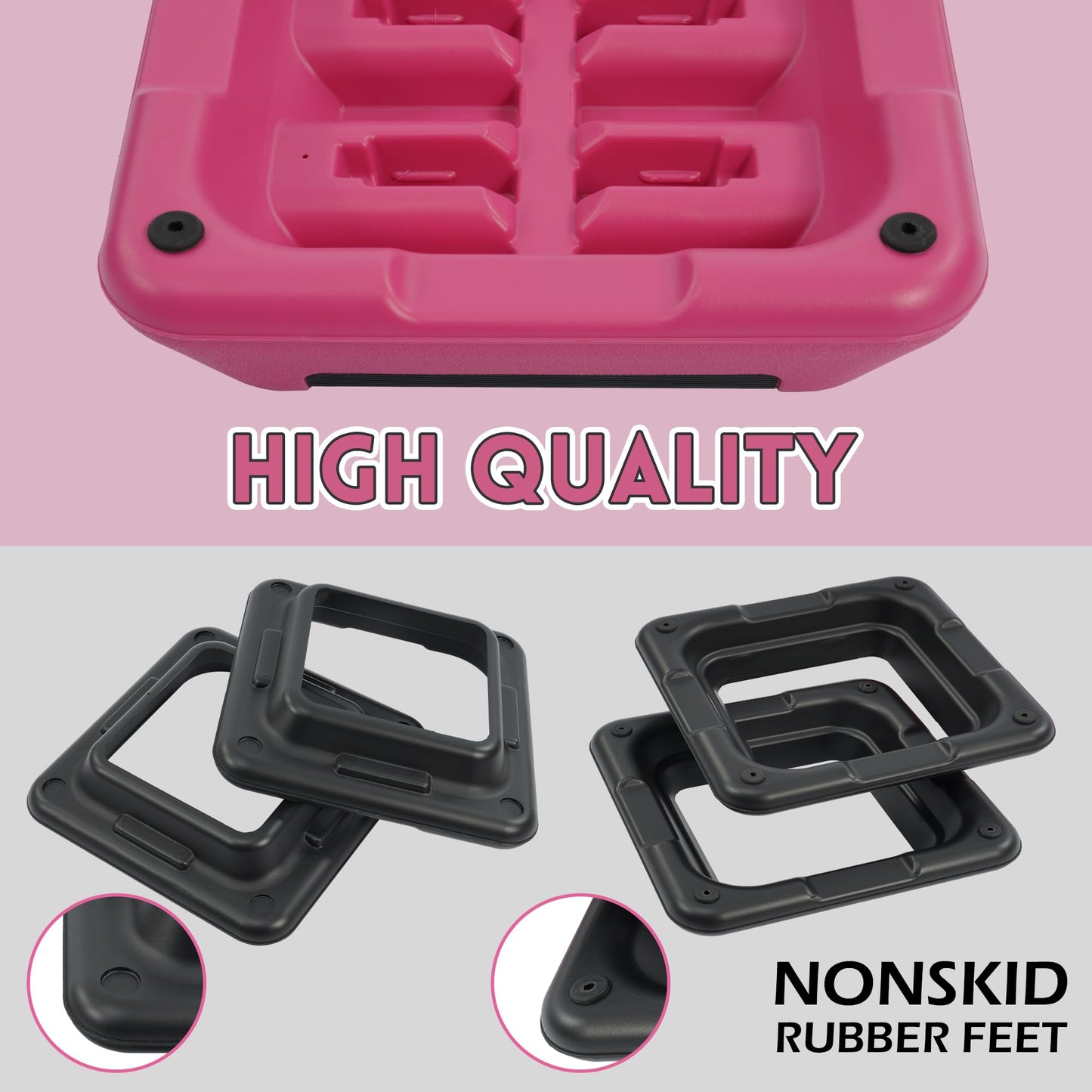 Fitvids 16''x 16'' Adjustable High Step Aerobic Step Platform with 4 Stackable Risers, Workout Step Platform for Exercise at Home, Stepper with Non-Slip Surface for Fitness Training, Cardio Strength, Pink