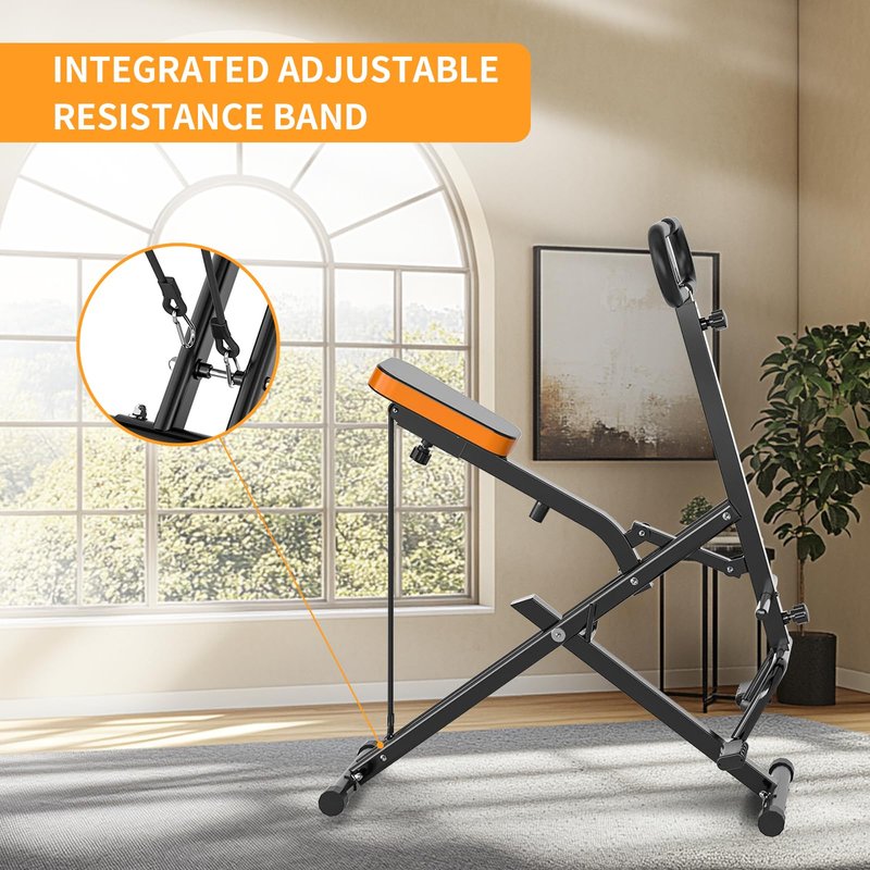 NAYSAYE Squat Assist Trainer, Squat Machines Rowing Machine with Adjustable Resistance Bands LCD Display, Foldable Exercise Trainer with 265LBS Loading Capacity for Home Office Black