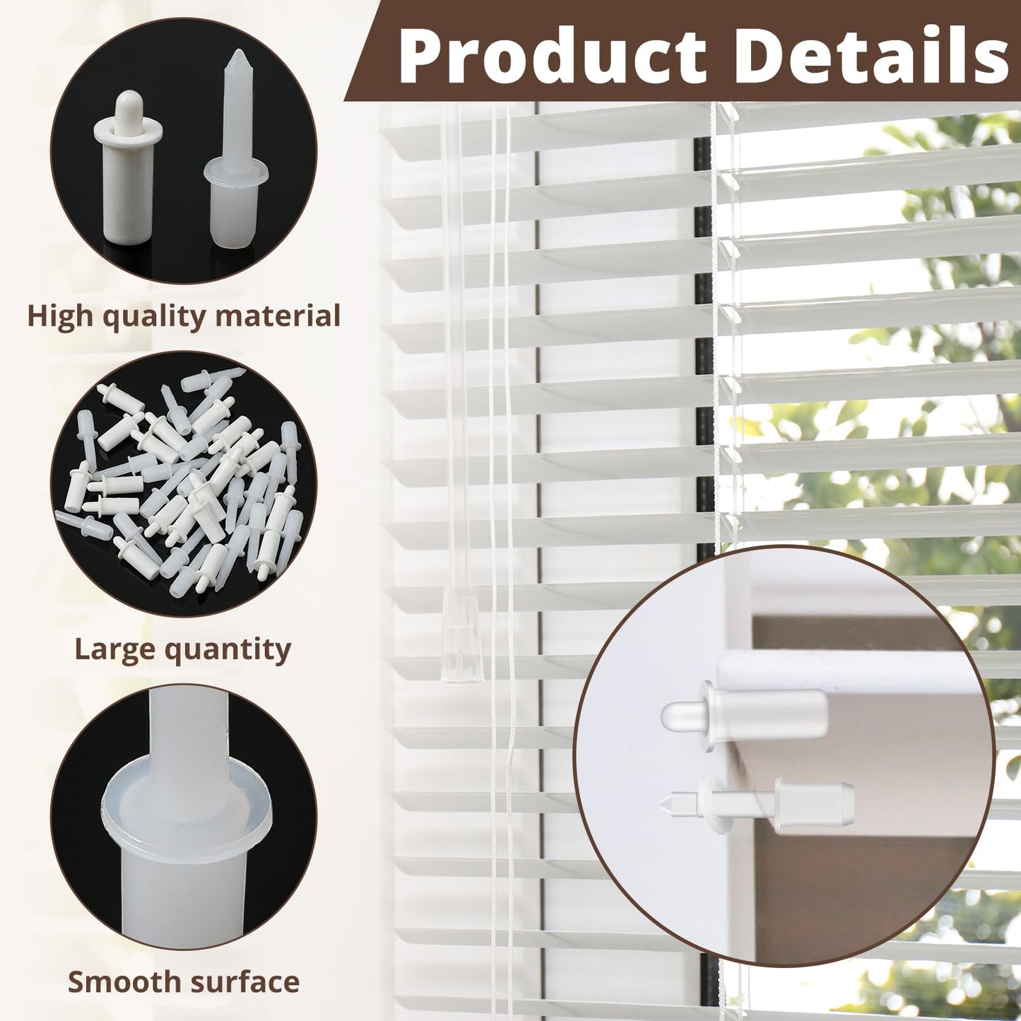Maitys 40 Pieces Shutter Repair Pins, Plantation Shutter Fasteners Spring Loaded Replacement Repair Pins for Windows, Cabinet, Movable Blade, Blind Slats, White(Two Size)