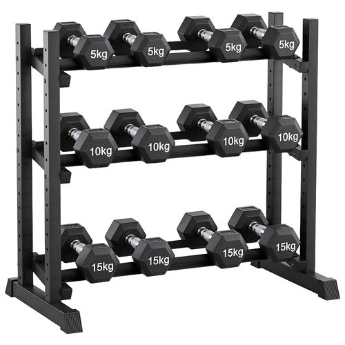 Dumbbell Rack 3-Tier Adjustable Dumbbell Rack Suitable for Dumbbells, Kettlebells, and Other Compact Weights Space-Saving Dumbbell Storage Rack - 1000LBS Capacity