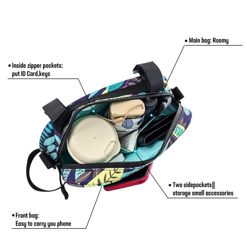 YEEGO DIRECT Handlebar Bag for Bicycles, Bike Bag Multifunctional Water-resistant Scooter Crossbag Handbag Slant Across Front,Bike Frame Accessories (Green)