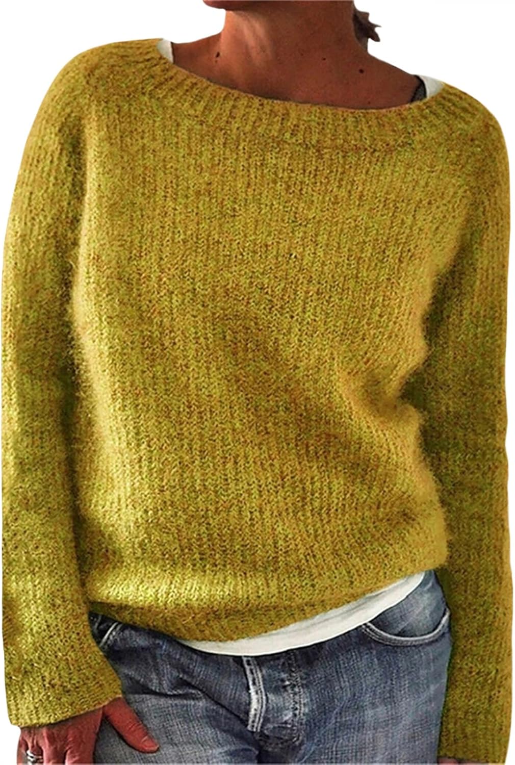 Skiennix Women's Casual Crewneck Pullover | Long Sleeve Ribbed Knit Sweater in Fall Colors