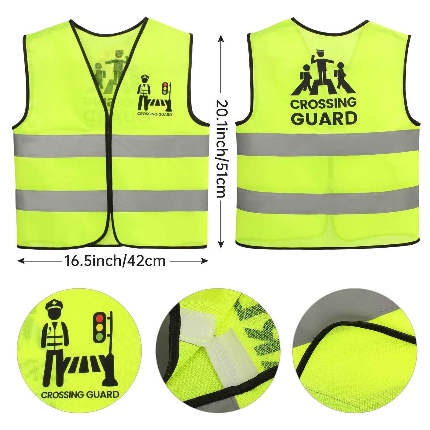 Yewong Kids Crossing Guard Kit Traffic Reflective Safety Vest Double-Sided Stop Go Sign Gloves Whistle for Schools Teaching Career Costume