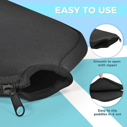 Qujior Pickleball Paddle Cover, Universal Case Size - 8.6 x 12.2 inches Racket Sleeve, Compatible with Most USAPA Standard and Elongated Pickball Paddles (2 Pack Black)