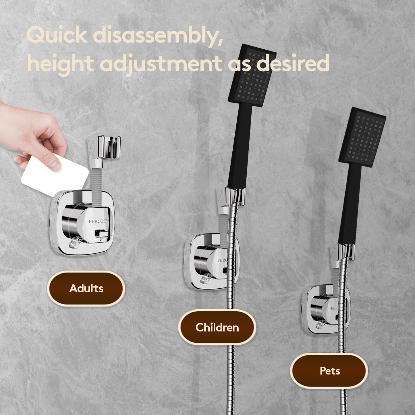 FERCOSEN 360° Swivel Shower Head Holder with Suction Cup | 10kg Load Capacity, Tool-Free Installation in Seconds | Removable and Rust-Resistant Shower Bracket