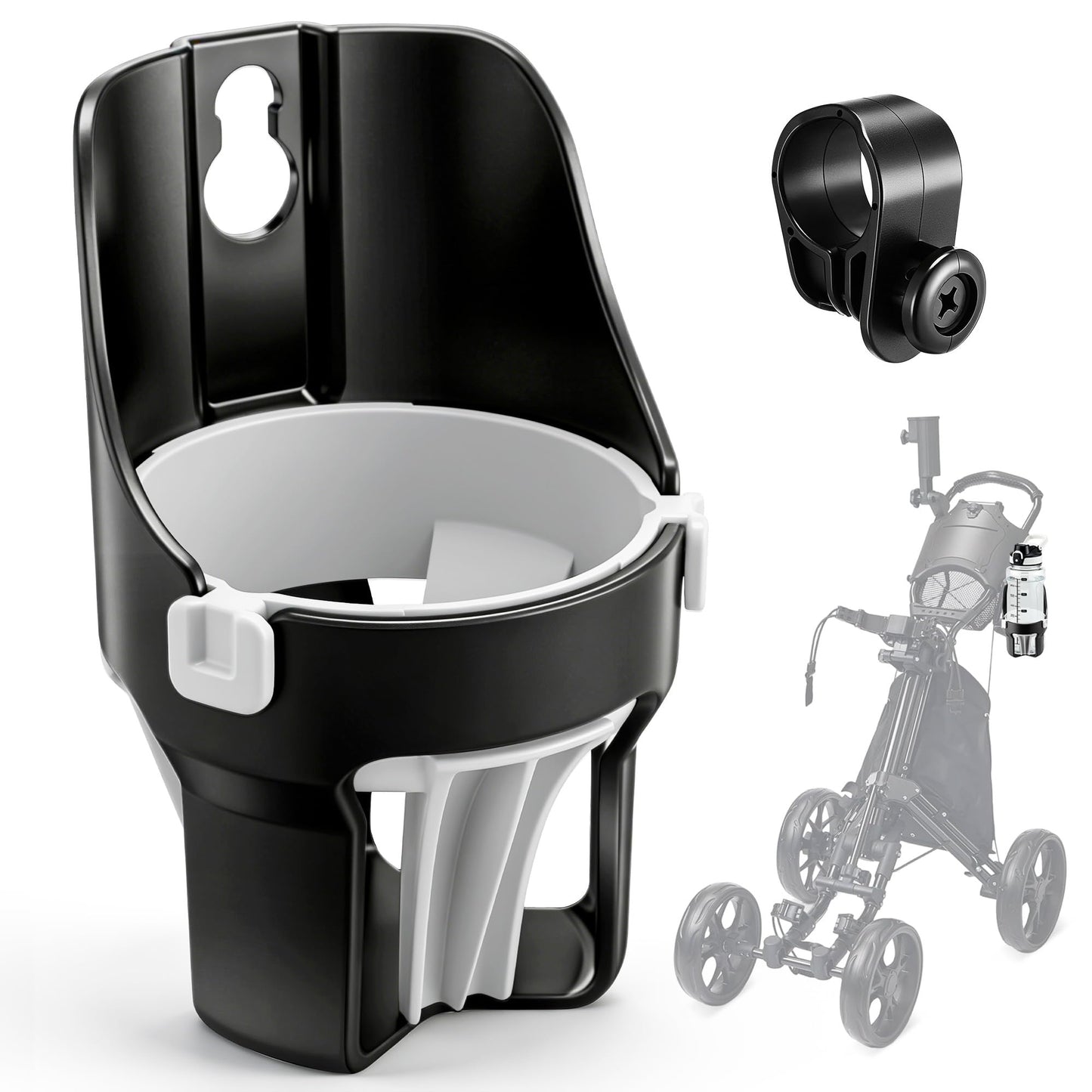 Hohean Golf Push Cart Cup Holder, Super Large Capacity, Fits Up to a 40oz Bottle, Universal Heavy Duty Golf Push Cart Accessories(1 Pack)