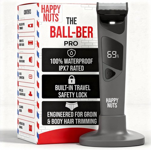 HAPPY NUTS The Ballber Pro Electric Groin & Body Hair Trimmer - Waterproof Grooming Kit for Men