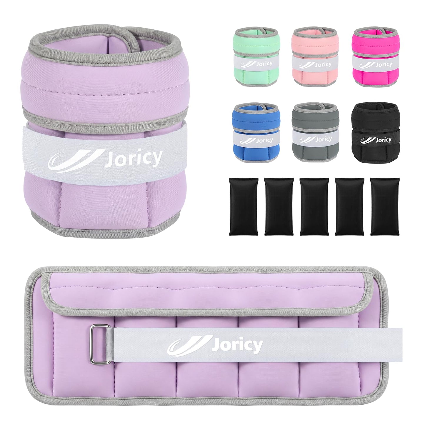 Adjustable Ankle Weights for Women Men 1-3 LBS 1 Pair Wrist Leg Arm Weights with Removable Weight, Strength Training Weight for Jogging, Walking, Running, Fitness, Gym Workout, Purple