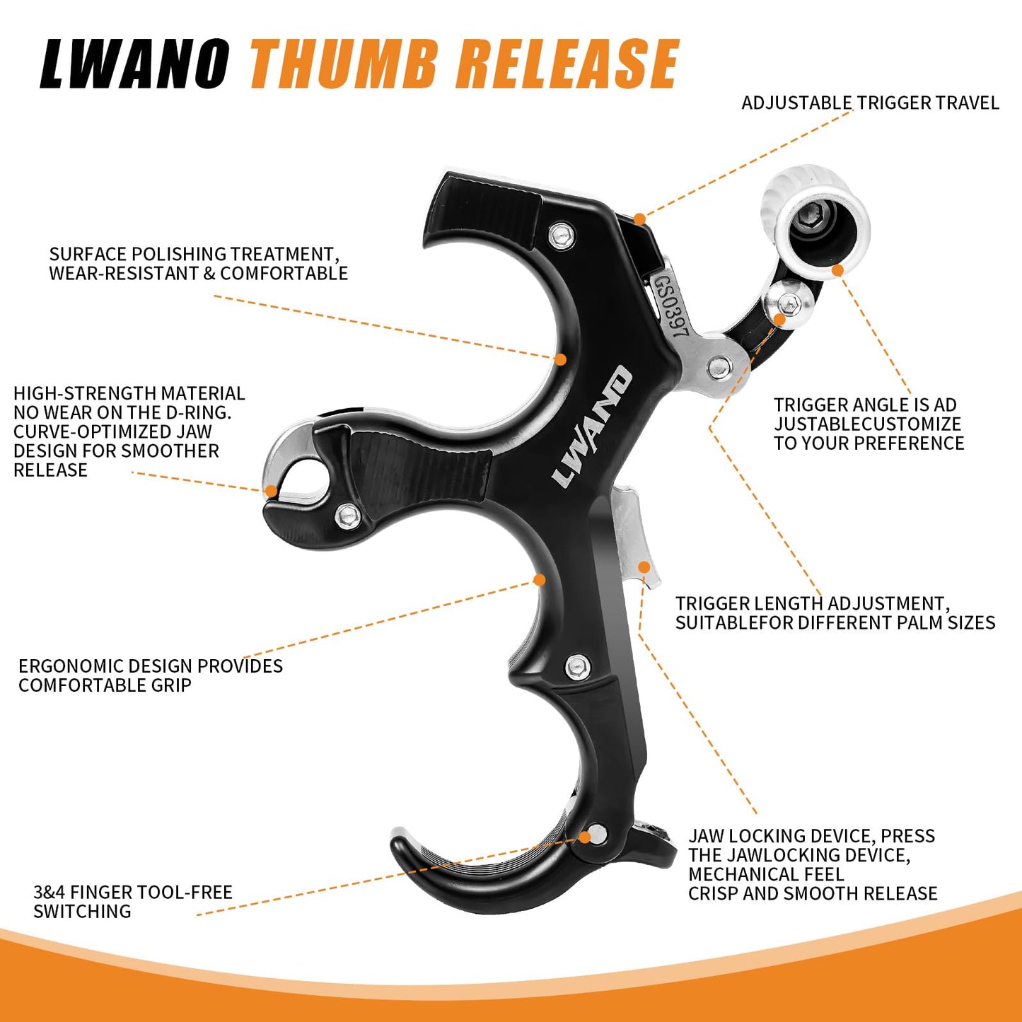 LWAND 3-4 Finger Thumb Trigger Release Aid for Compound Bow