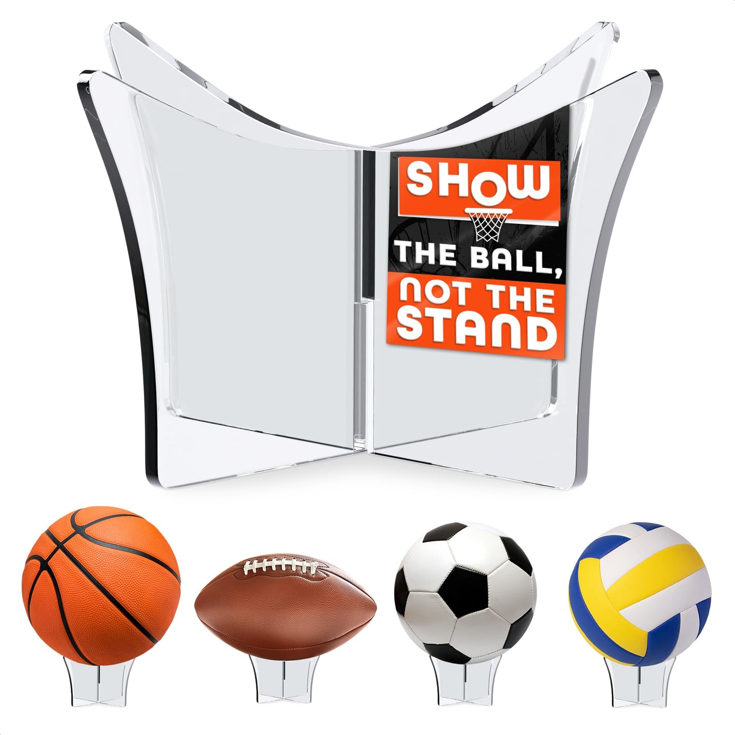 LIBERHAUS Basketball Stand Display, Clear Acrylic, Snap Assembly, Non-Slip