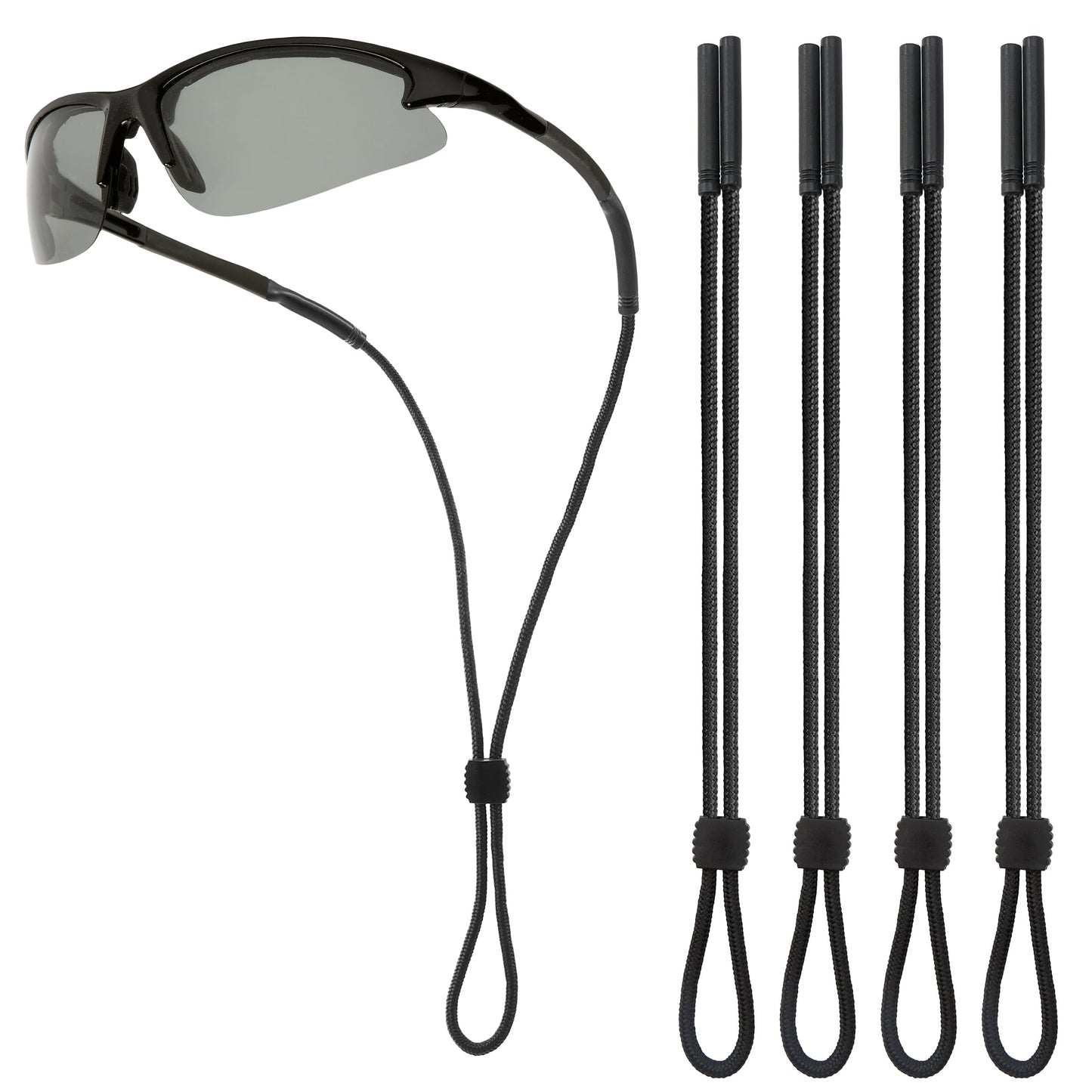 Eyeglasses Strap, 4 Pcs Soft Silicone & Nylon Sunglasses Strap with Adjustable Sliding Bead, Lightweight & Durable Glasses Chain for Sports, Fits Most Frames, Ensures Safety & Comfort