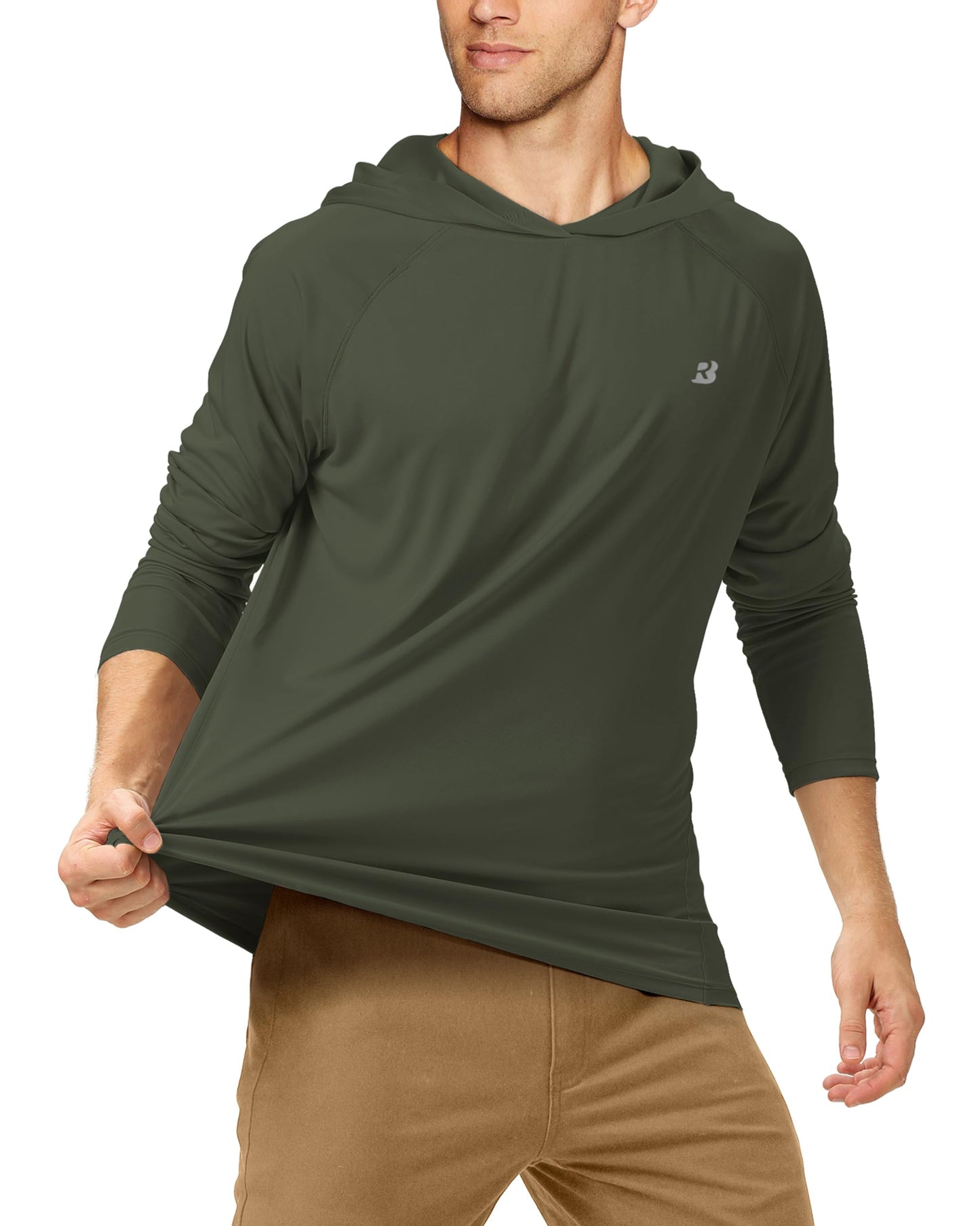 Roadbox Men's Sun Protection Long Sleeve Hoodie UPF 50+ Outdoor UV Fishing Shirts for Workout, Running, Fishing, Hiking (Small)