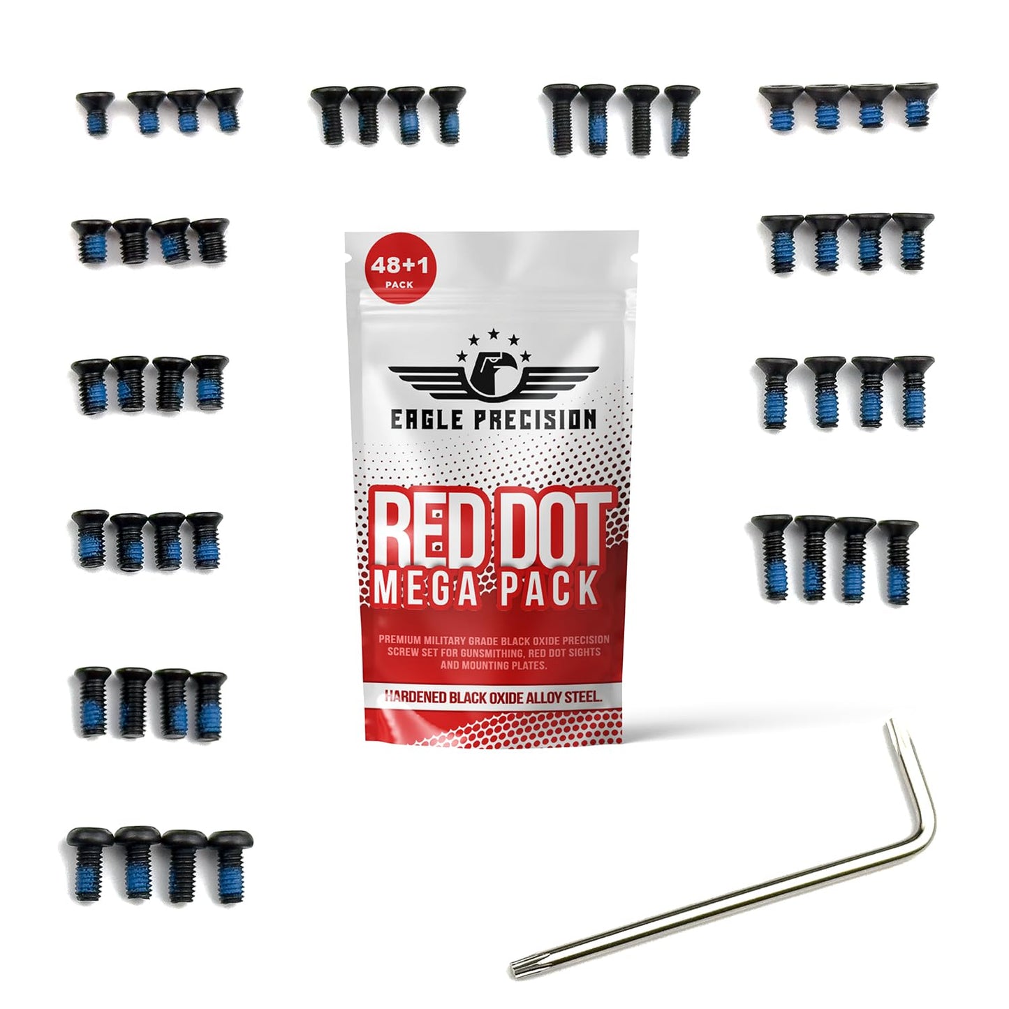 Eagle Precision Red Dot Mega Pack | 48 Pcs of M3, M4#6-32 Screws: 6mm, 8mm, 10mm 12mm for Precision Tools, Plates, and Red Dot Mounts | Includes Oval & Dome Head Torx Heads.
