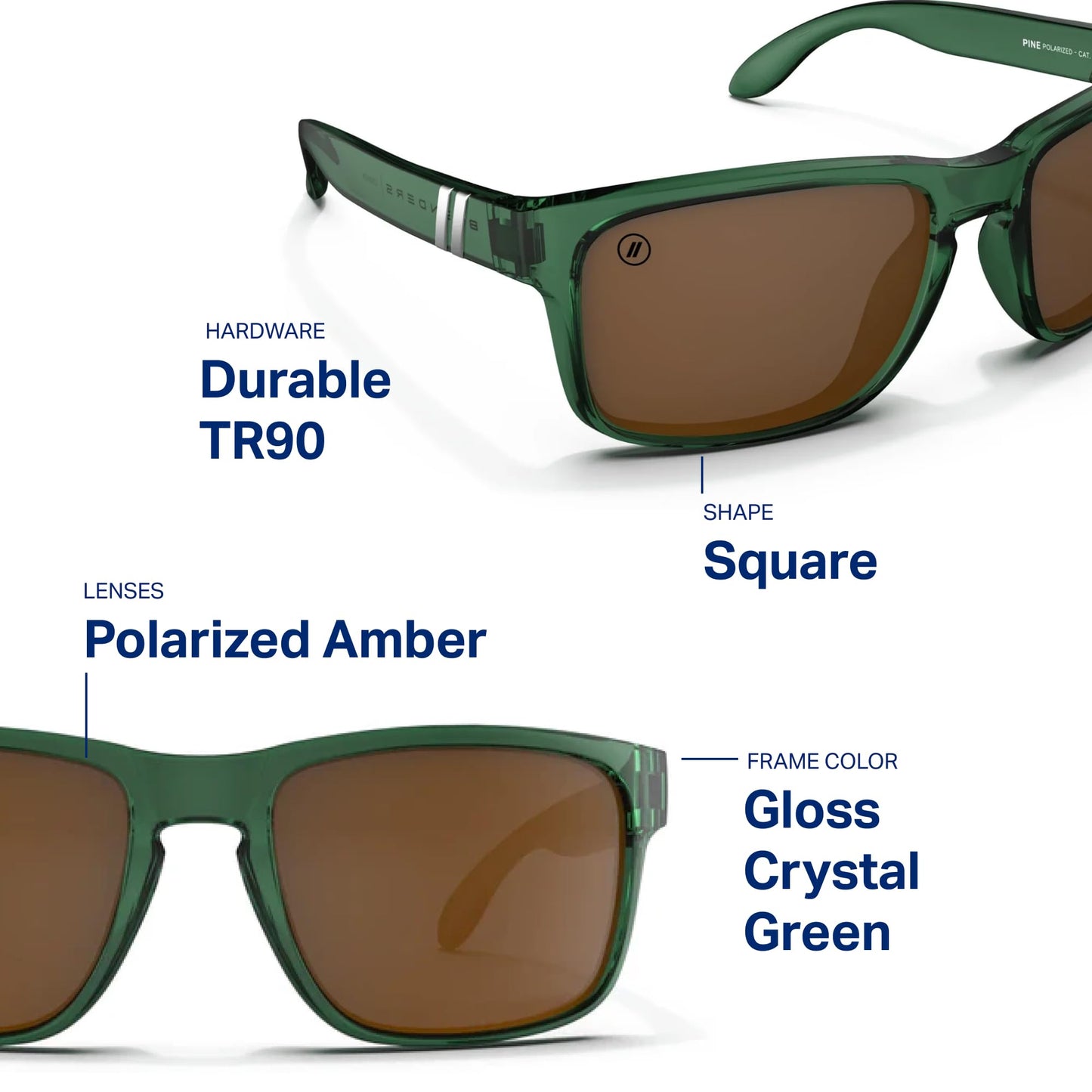 Blenders Eyewear Canyon – Polarized Sunglasses – Active Style, Durable Frame – 100% UV Protection – For Men – Pine