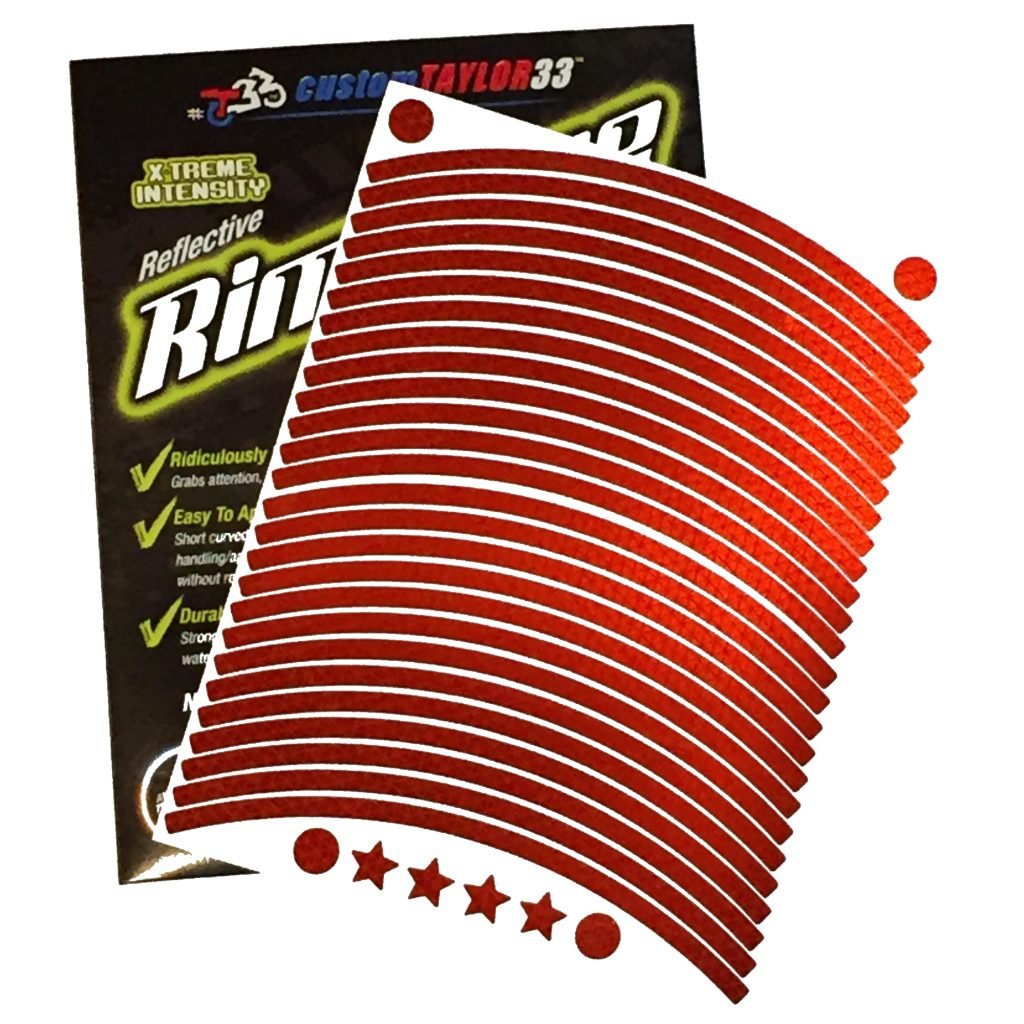 customTAYLOR33 Red High Intensity Grade Reflective Copyrighted Safety Rim Tapes - (Must Select Your Rim Size) (27.5" (TIRE Size, for Bicycles/eBikes))