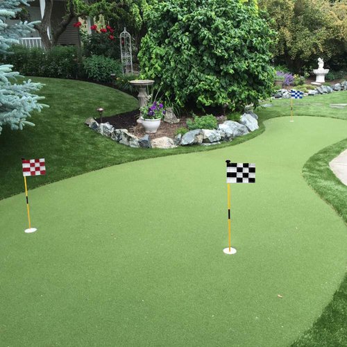 Checkered Golf Flags with Tube Inserted,8” L x 6”H Mini Putting Green Flags for Yard Indoor Outdoor Backyard Garden, 420D Nylon Pin Flag (Blue/White,3sets)