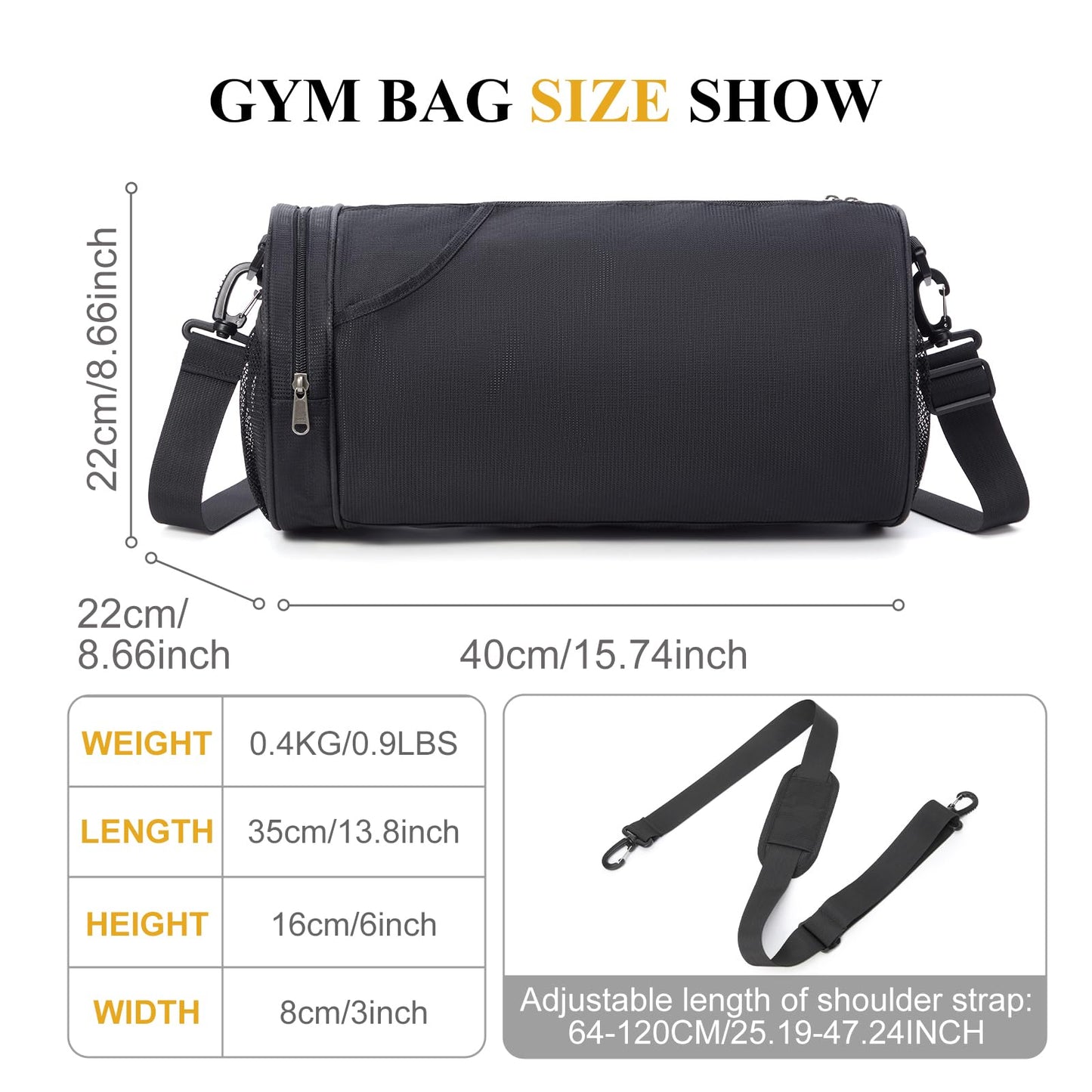 Small Sports Gym Bag Workout Lightweight Mini Duffel Bags for Men Women,Daily Bag,Medium(Black)
