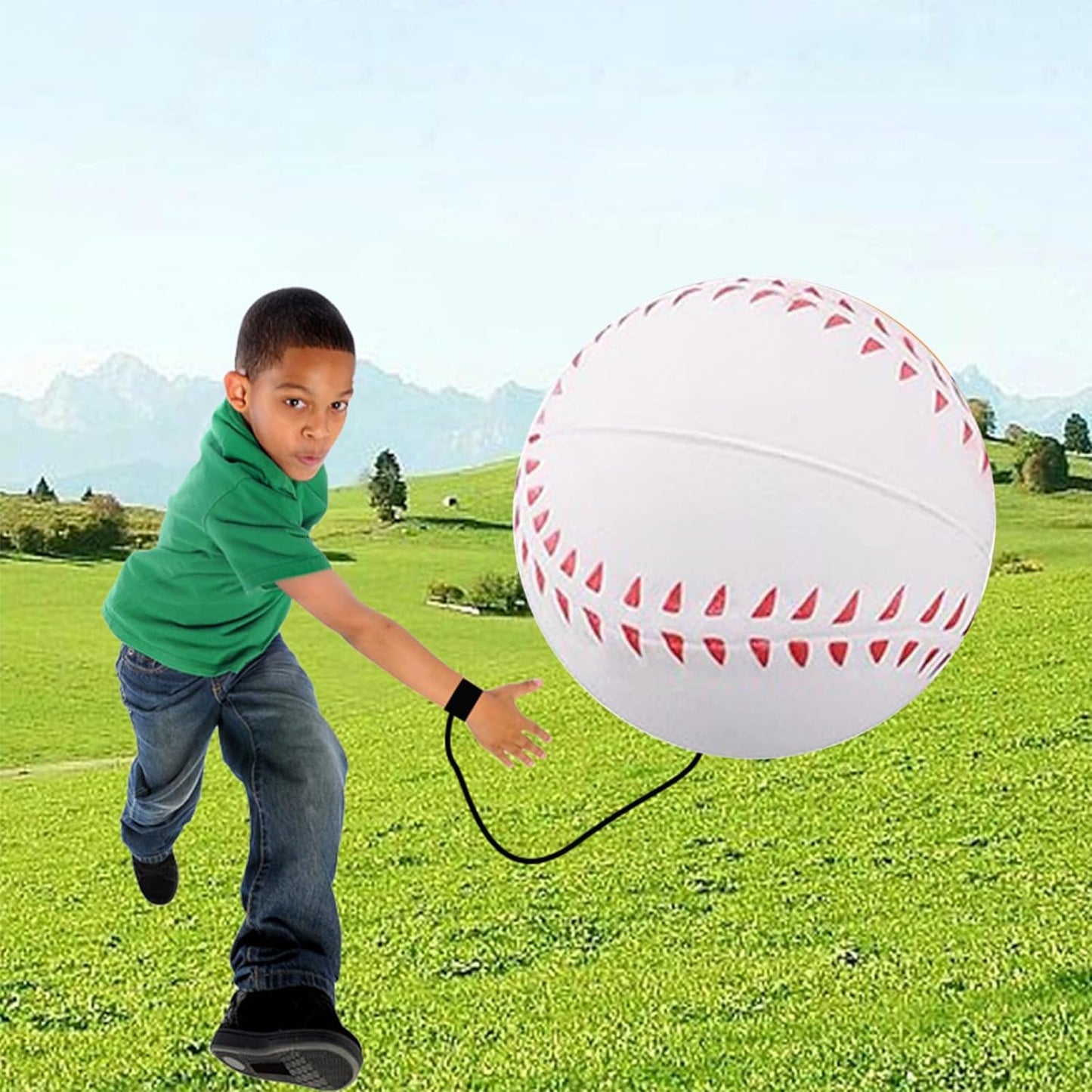 Junfamilee White Wrist Return Ball Rubber Sport Ball with Wrist Strap and String | Rebound Sports Bouncy, Wrist Rebound Toy on Elastic String Toy for Teens Adults Exercise Play