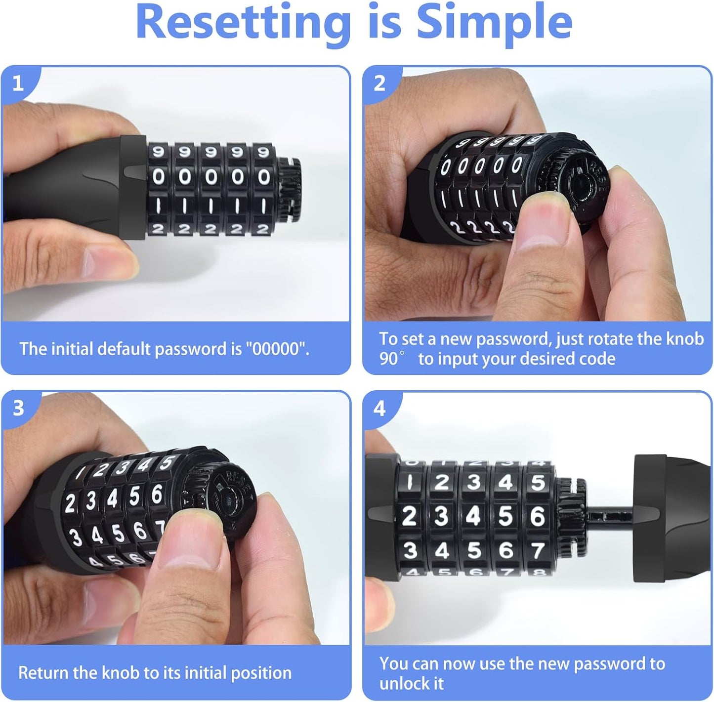 Topcrown Bike Chain Lock - 3.2Ft Heavy-Duty Anti-Theft Security | 5-Digit Keyless Combination Lock (Black)