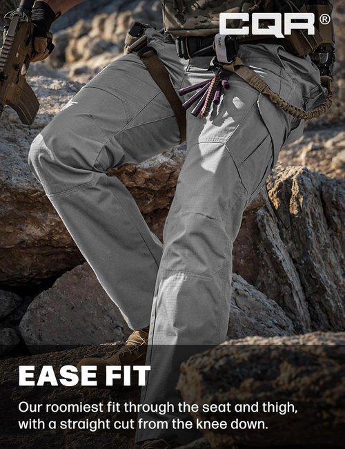 CQR Tactical Pants - Lightweight Water-Resistant Ripstop Cargo for EDC & Hiking | Men's Outdoor Apparel