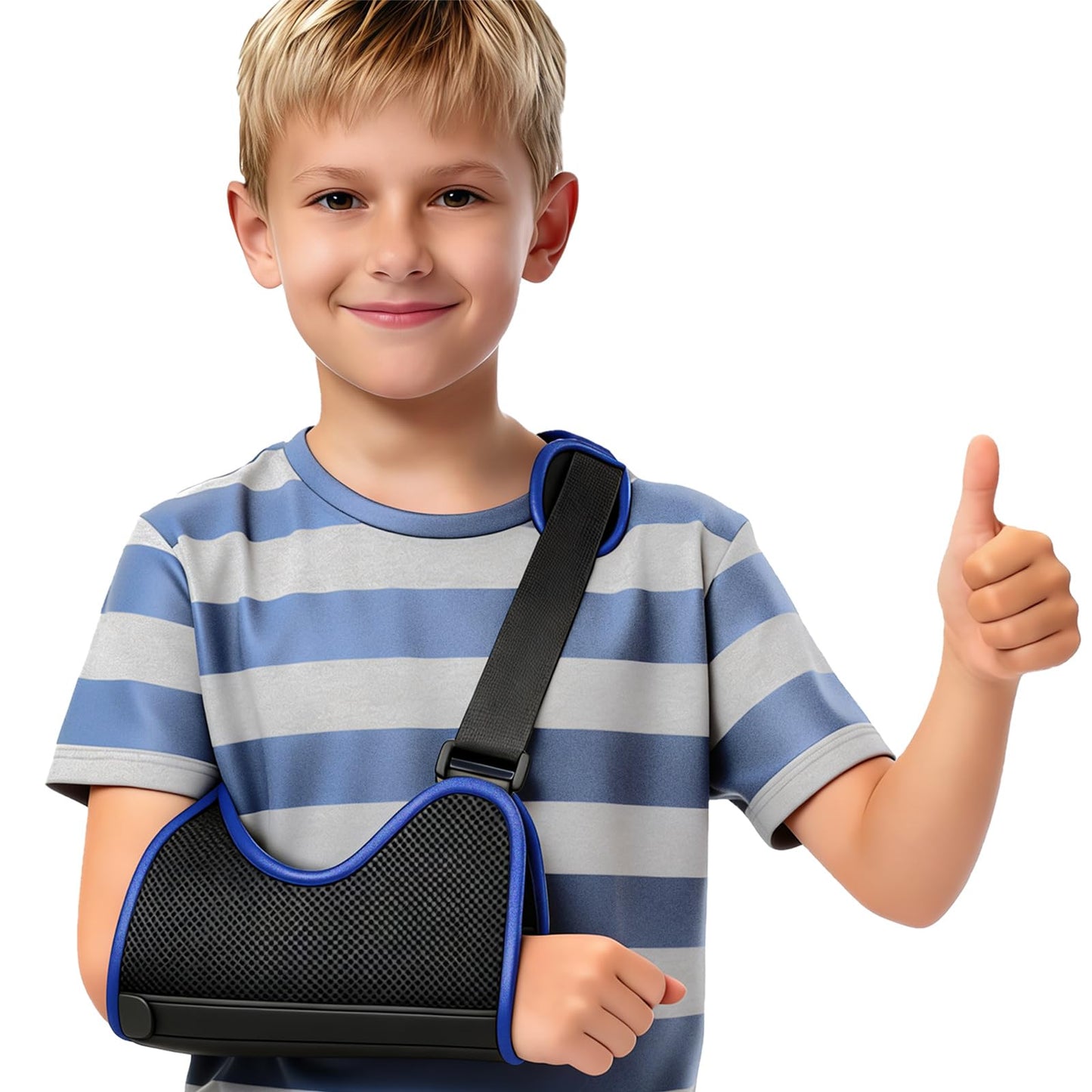 FELICITDR Child Arm Sling: Dual Steel Plate Support for Enhanced Stability & Safety, Breathable Mesh & Soft Sponge Lining, Skin-Friendly, Ergonomic Design for Kids, Prevents Circulation Issues