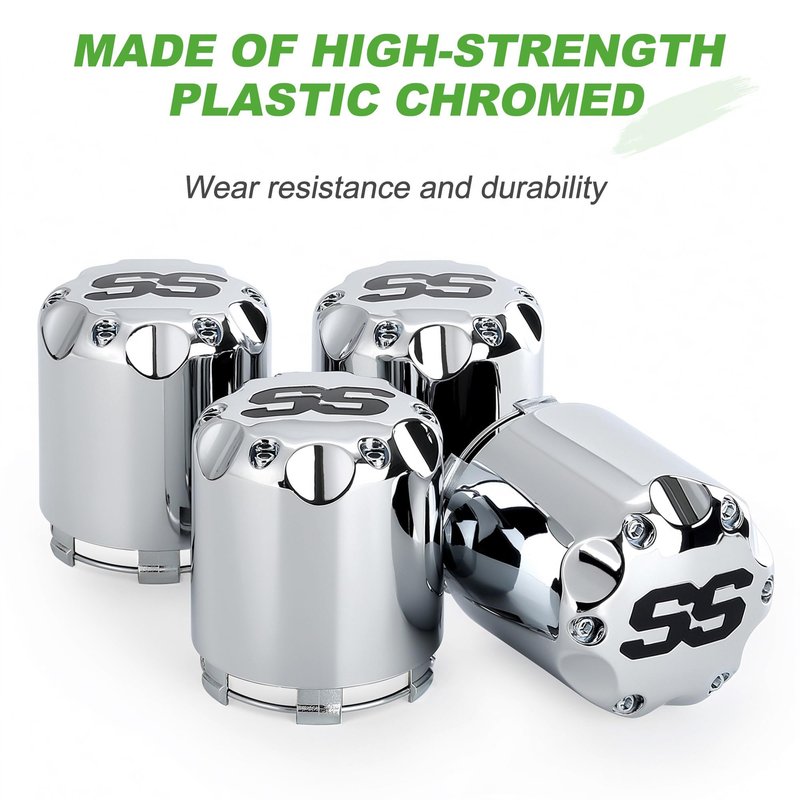 10L0L Golf Cart ITP SS Wheel Center Hub Cap 8,10,12 Inch Push in Style, SS Center Caps for Yamaha and Most EZGO Club Car Golf Cart Wheel, Set of 4 (Chrome)