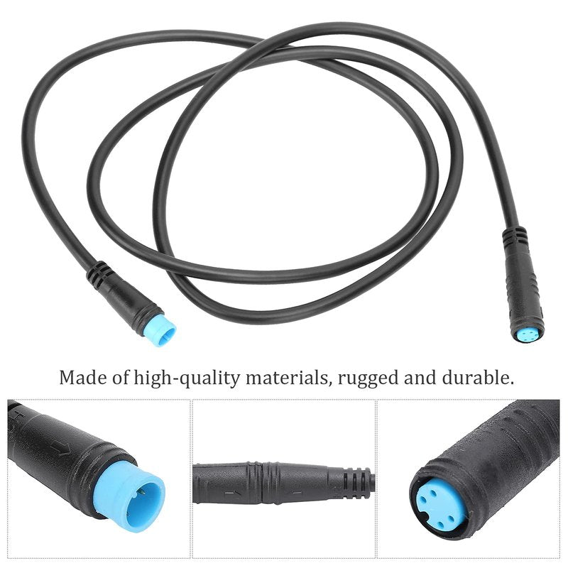 4 Pin Motor Convert Extension Cable,34.3in Waterproof 4 Pin Male to 4 Pin Female Cable Connector for Electric Bicycle E‑Bike