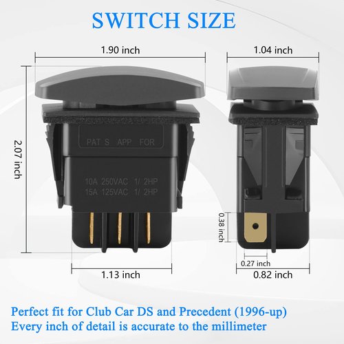 Forward Reverse FWD REV Switch 48V for Since 1996 Electric Golf Cart Club Car DS/Onward/Tempo/Precedent, Replacement Part 101856001, 101856002 (Screw Set Without Base)