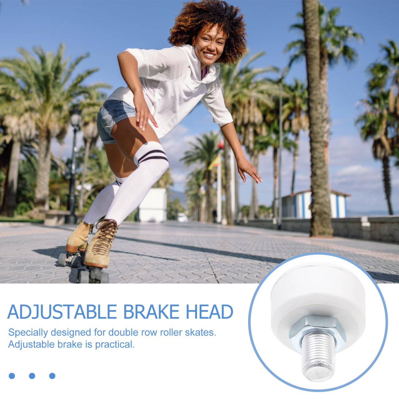 Kisangel Roller Skates Toe Stops Adjustable Brake Block for Inline and Quad Skates Lightweight Rubber Roller Skate Stopper for Smooth Quiet Stops