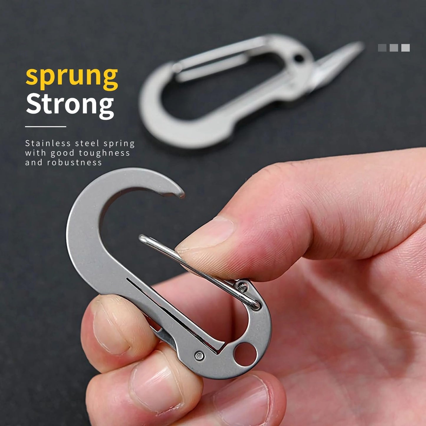ResafeLy Titanium Carabiner Clip for Keys,Multifunctional EDC Keychain with Keyring,Backpack Accessory,Cool Gadget for Daily Use (02 Grey-Knife)