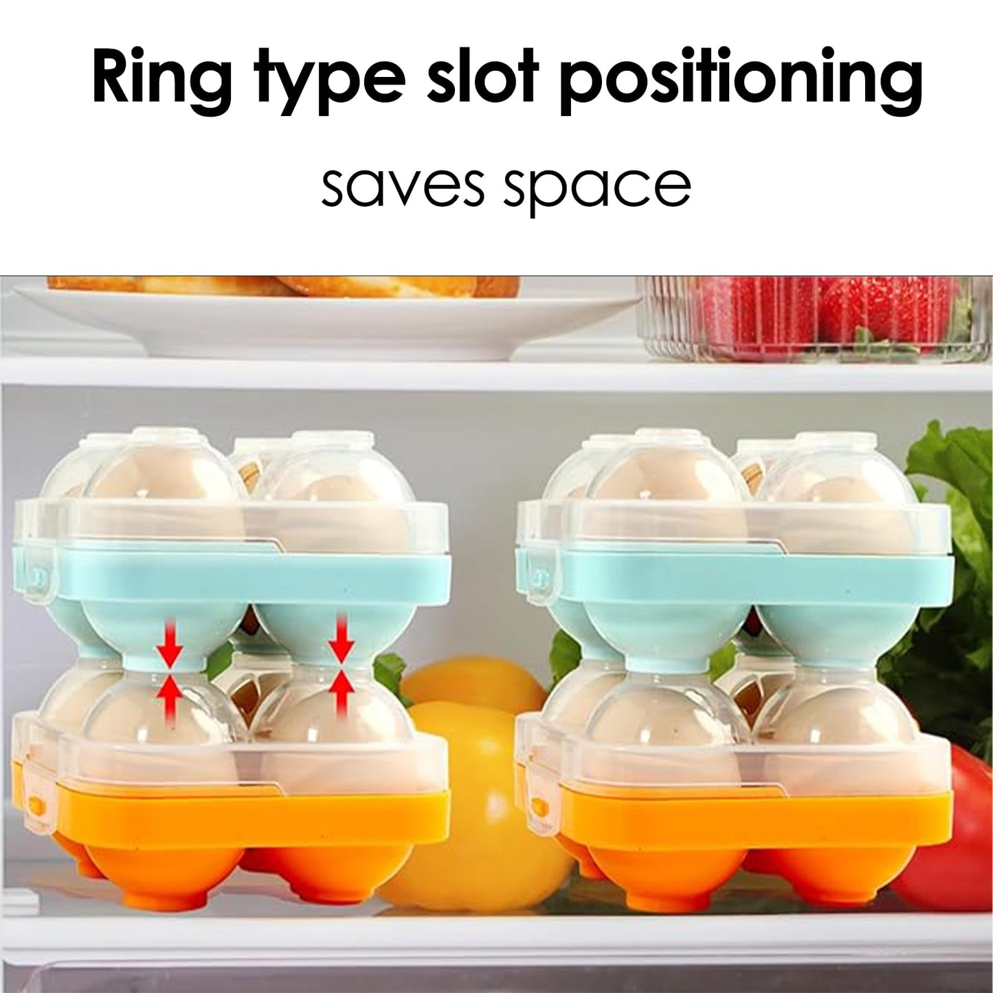 JANKOW 4 Girds Egg Holder Container, Plastic Egg Storage Box Shockproof Protection, Portable Egg Tray Carriage Dispenser for Refrigerator Camping Picnic Travel Kitchen Outdoor (orange 2 Pcs)