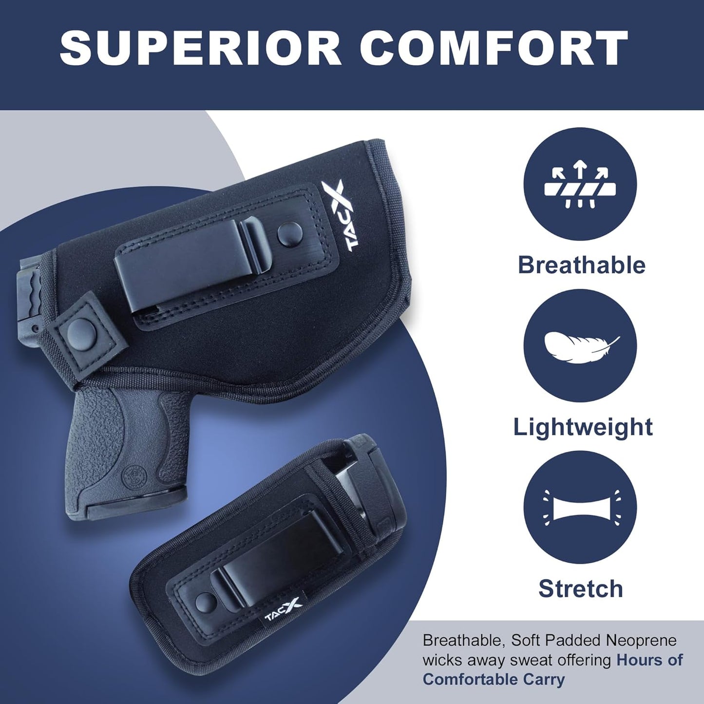 Universal IWB Holster - Concealed Carry Neoprene Bundle for S&W M&P Shield, 1911, XDS, Taurus, Glock