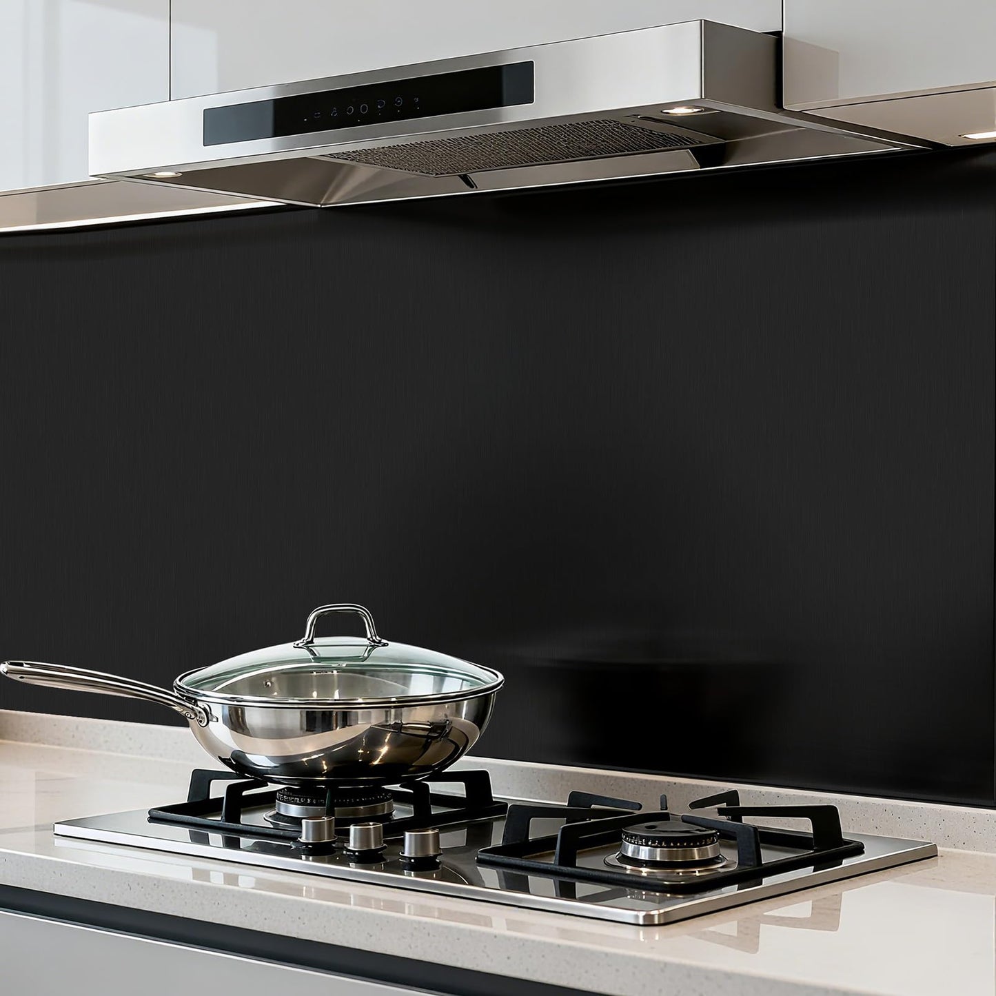 TAPETYLLER Stainless Steel Peel and Stick Wallpaper 15.7"x 118" Black Stainless Steel Contact Paper Countertop Removable Self Adhesive Thick Vinyl Waterproof for Wall Paper Fridge Kitchen Cabinets