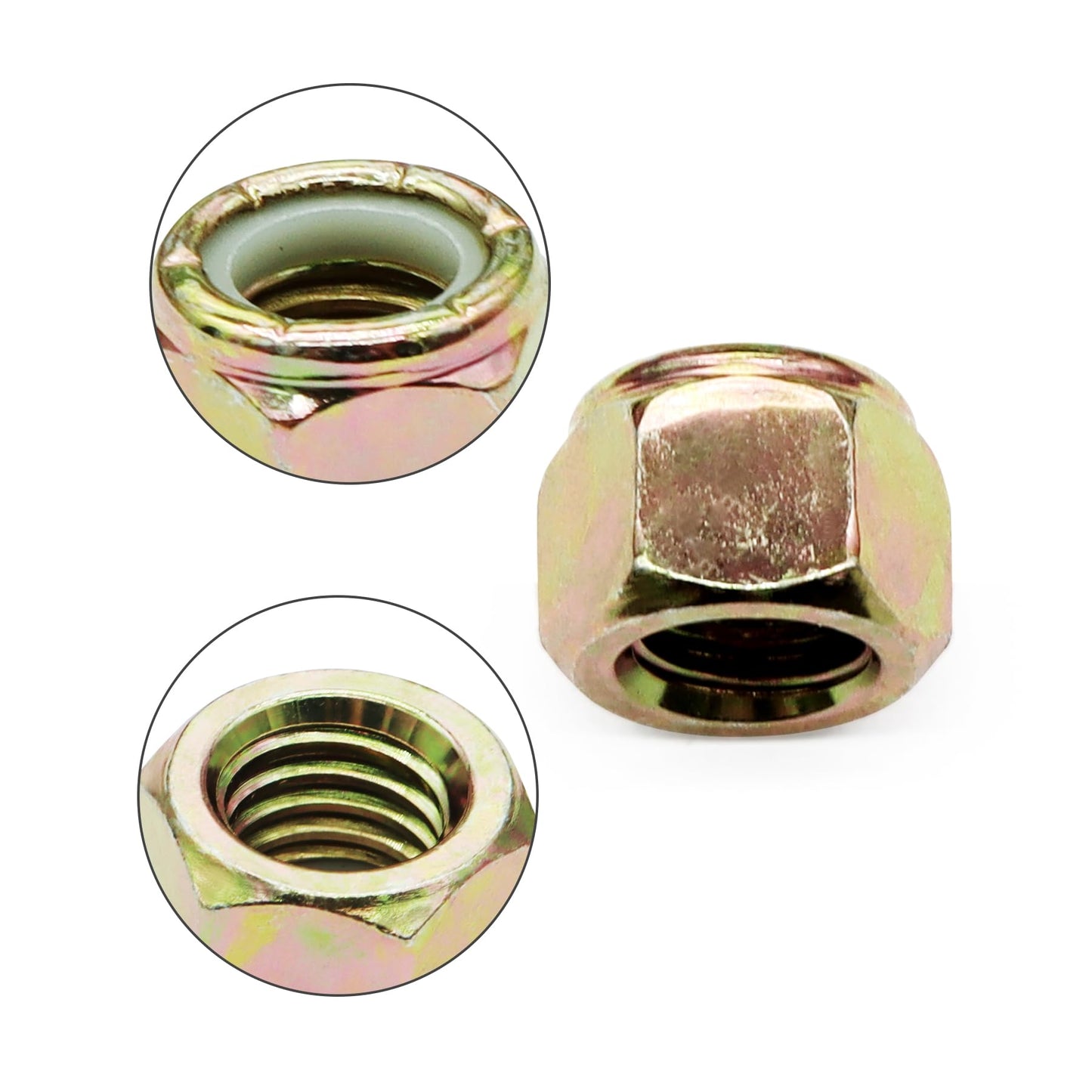 Grade 8 Coarse Lock Nuts, 1/2-13, Piece-20, 1/2"-13 Grade 8 Yellow Zinc Finish Steel Nylon Insert Lock Nut