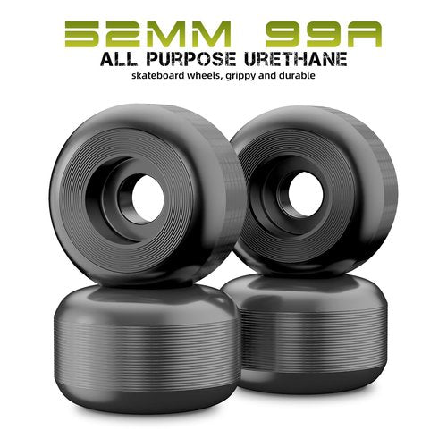 Jizmo Skateboard Trucks, Fits 7.75-8" Deck, Wheels 52mm, Bearings ABEC-9, Skateboard Pads, Hardware Tool Combo Starter Set - Black