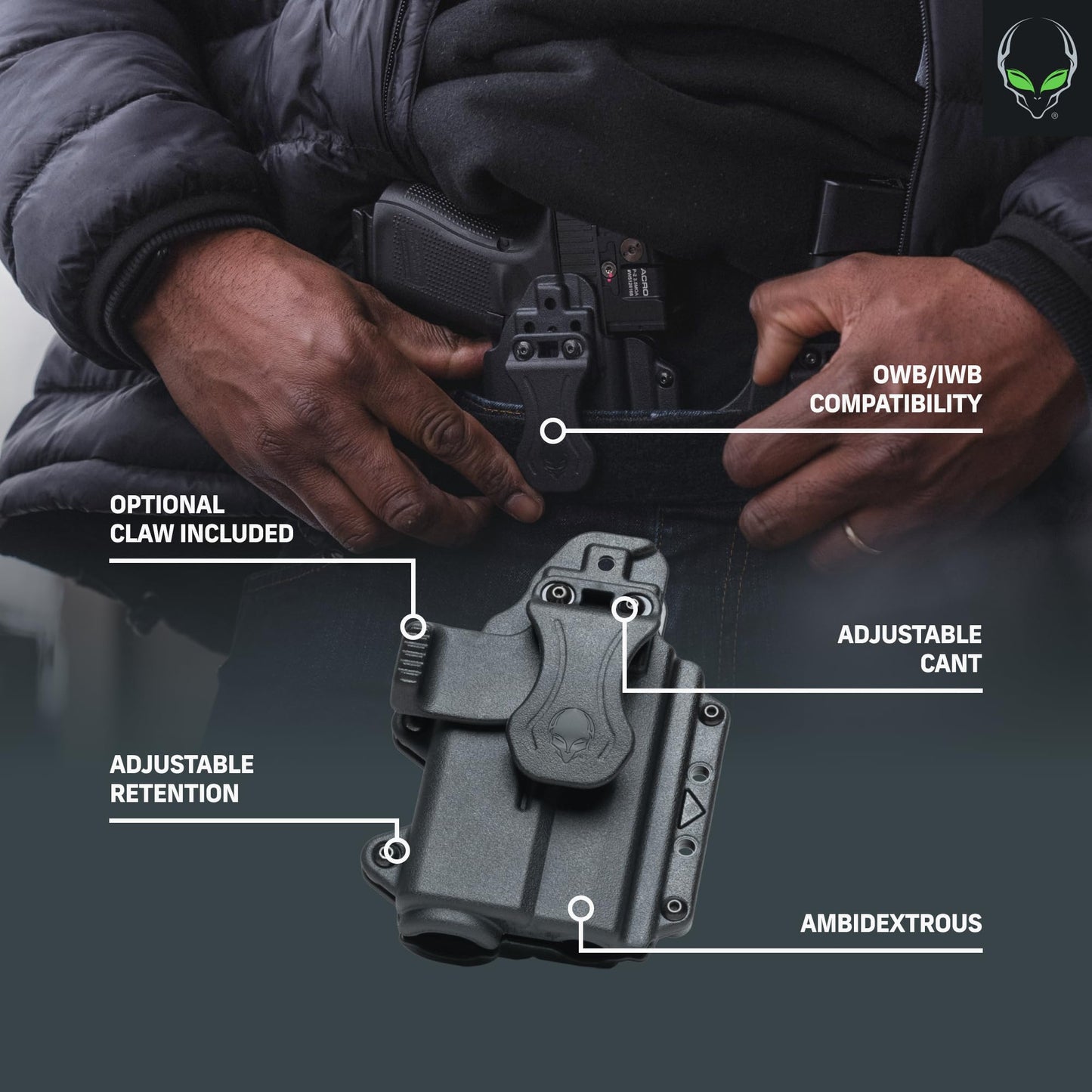 Alien Gear Photon Holster – Fits Sig Sauer P365 Fuse Only – IWB & OWB – Ambidextrous – Optic Compatible – Compact Light Required – Fits TLR-7A – Made in the USA