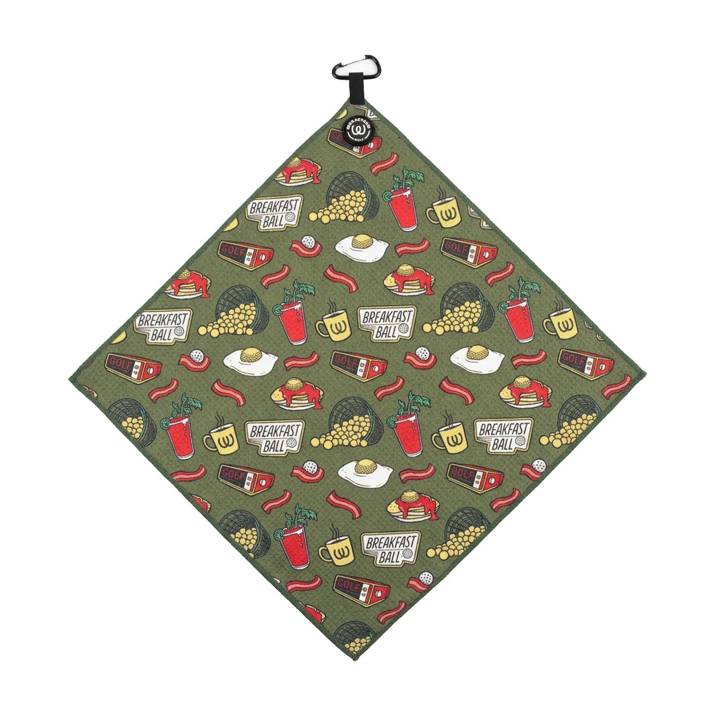 Wild Horses Magnetic Golf Towel 18x18 Microfiber Waffle Weave Style with Breakfast Ball Golf Towel Magnet & Clip - Quick Dry Magnetic Towel for Men and Women - Green