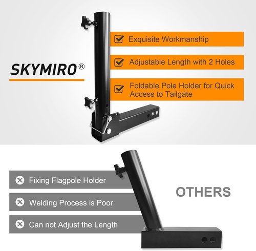 KAIRAY Foldable Hitch Mount Flagpole Holder - Universal Fit for 2-Inch Hitch Receivers | Ideal for Trucks, SUVs, RVs, and Pickups