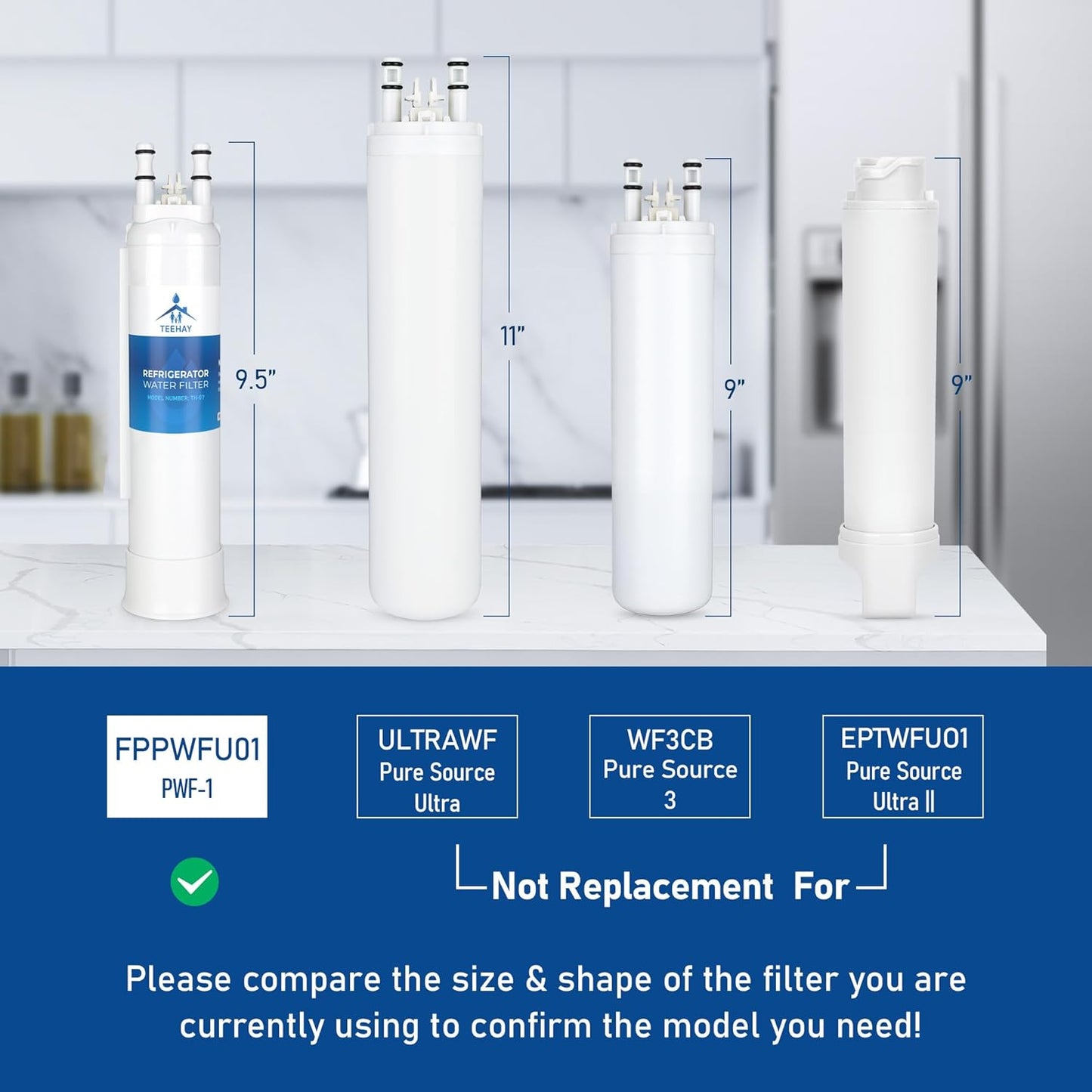 Frigidaire Water Filter Replacement FPPWFU01 - 3 Pack Compatible with PurePour PWF-1