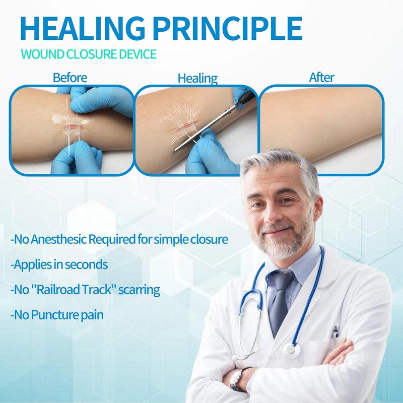 Emergency Laceration Closures, Zipstitch Wound Closure Device (4 Set) - 2 Types Laceration Repair Without Stitches, Easy to Use Wound Closure Kit for Home, Outdoors