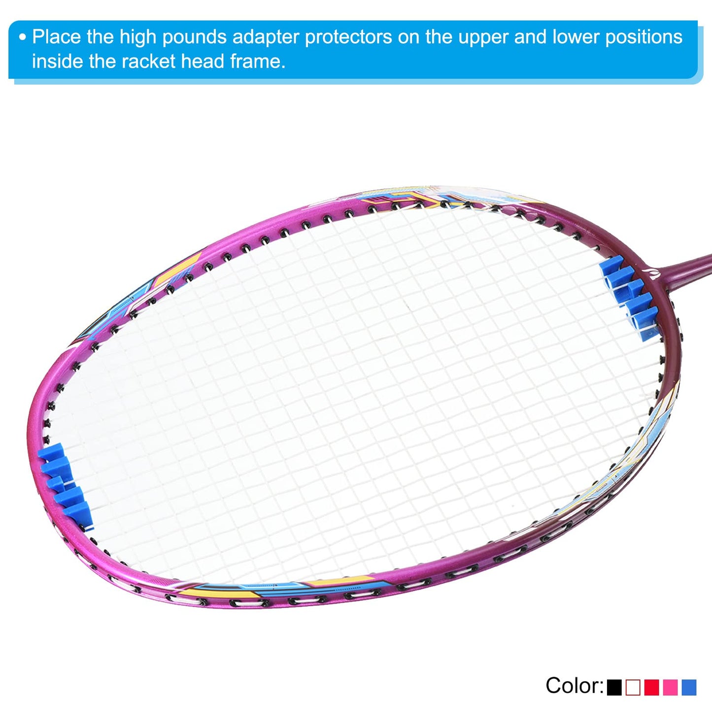 PATIKIL Badminton Stringing Racquet Load Spreader, 2 Pack Embedded Racket High Pounds Load Adapter Protector Stringing Machine Tool, Blue